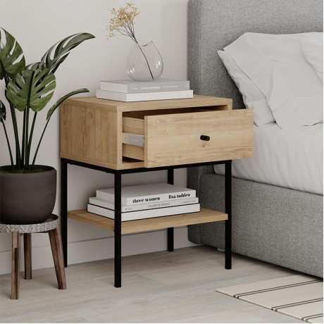 Κομοδίνο Lisa Megapap χρώμα saphhire oak 45x35x56εκ.