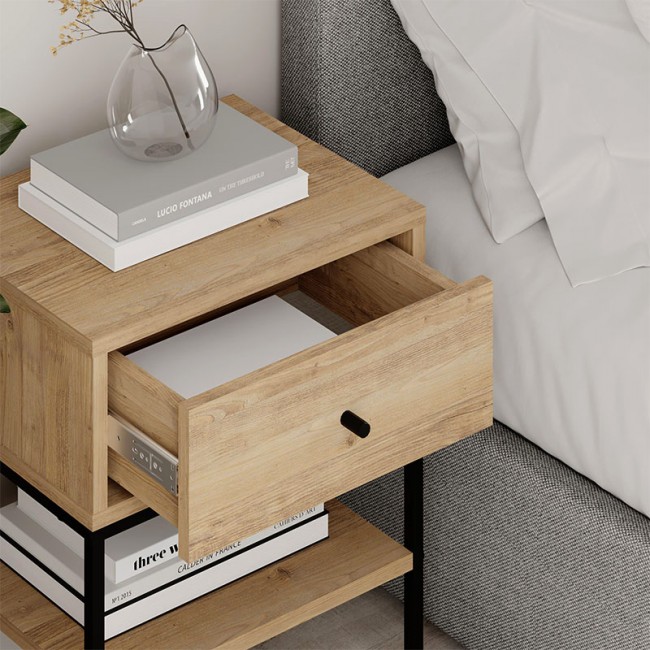 Κομοδίνο Lisa Megapap χρώμα saphhire oak 45x35x56εκ.