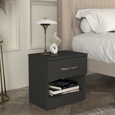 Lube Megapap melamine nightstand in anthracite color 40x28,2x40cm.