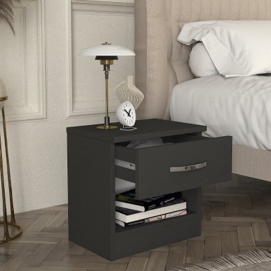Lube Megapap melamine nightstand in anthracite color 40x28,2x40cm.