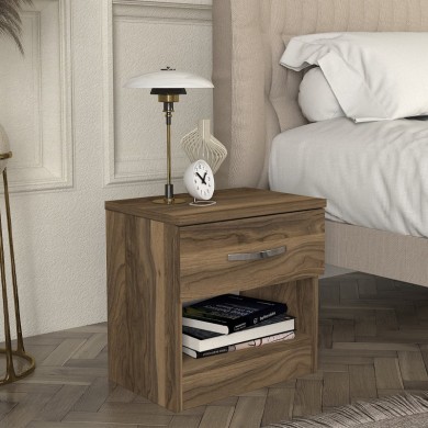 Lube Megapap melamine nightstand in walnut color 40x28,2x40cm.