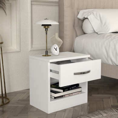 Lube Megapap melamine nightstand in white color 40x28,2x40cm.