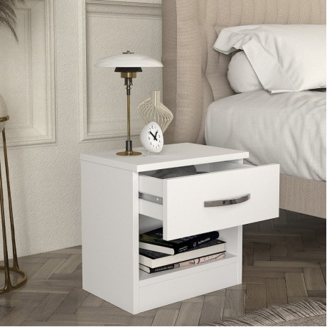 Lube Megapap melamine nightstand in white color 40x28,2x40cm.