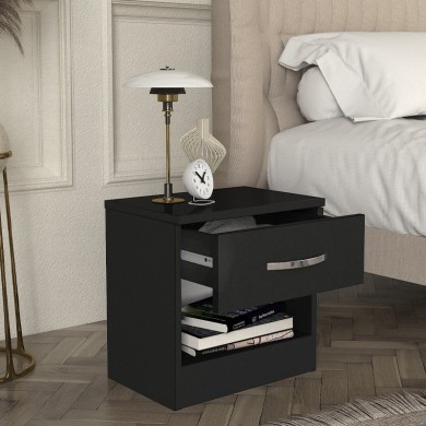 Lube Megapap melamine nightstand in black color 40x28,2x40cm.