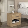 Lube Megapap melamine nightstand in sapphire oak color 40x28,2x40cm.