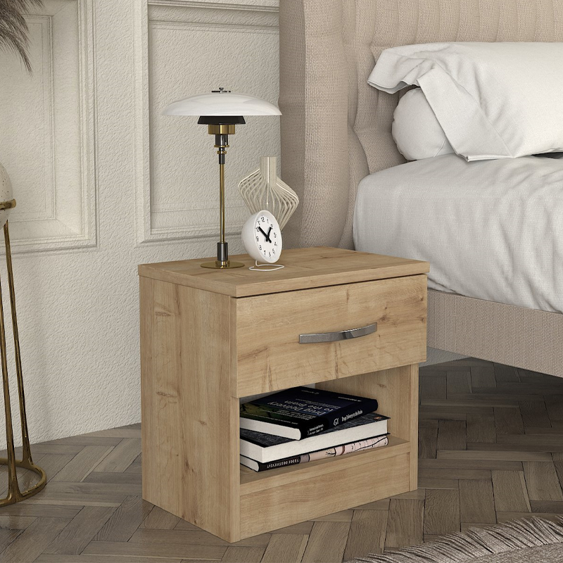 Lube Megapap melamine nightstand in sapphire oak color 40x28,2x40cm.