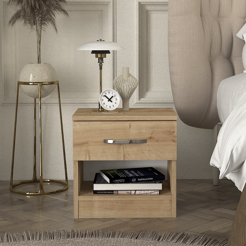 Lube Megapap melamine nightstand in sapphire oak color 40x28,2x40cm.
