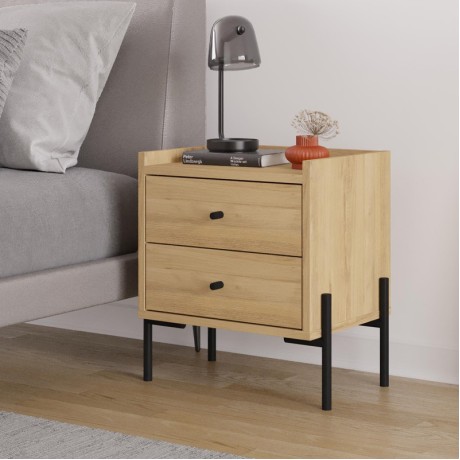 Κομοδίνο Malta Megapap χρώμα saphhire oak 49x35x52εκ.