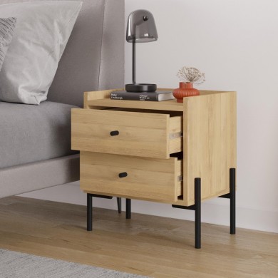 Malta Megapap melamine nightstand in sapphire oak color 49x35x52cm.