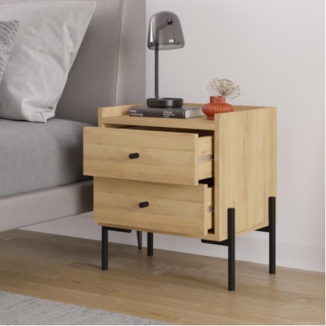 Κομοδίνο Malta Megapap χρώμα saphhire oak 49x35x52εκ.
