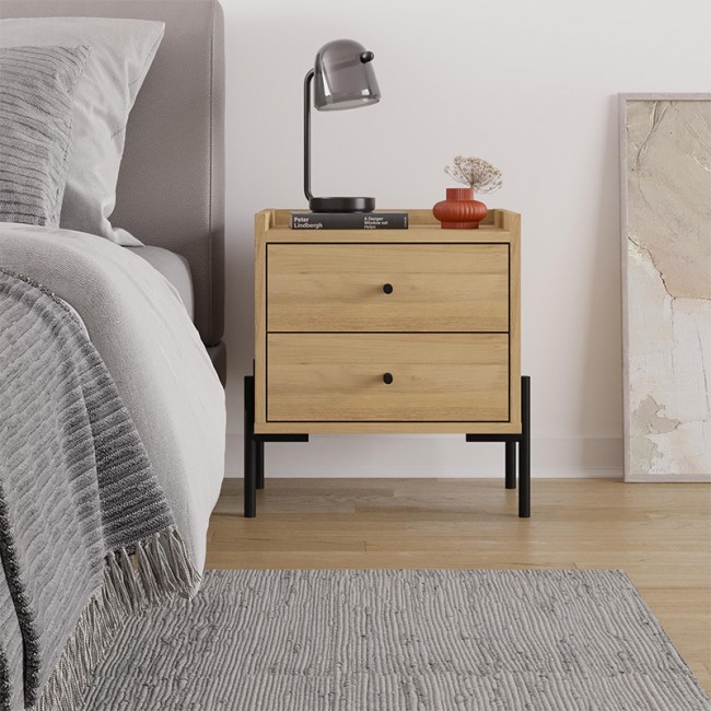 Κομοδίνο Malta Megapap χρώμα saphhire oak 49x35x52εκ.