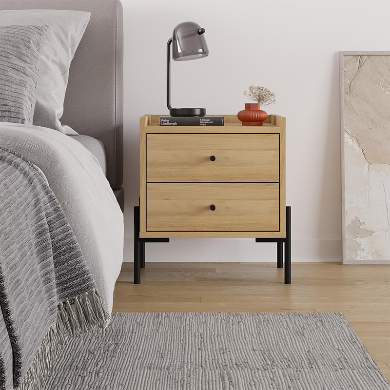 Malta Megapap melamine nightstand in sapphire oak color 49x35x52cm.