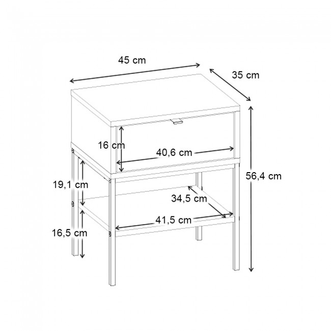 Κομοδίνο Melis Megapap χρώμα καρυδί Ud 45x35x56,4εκ.