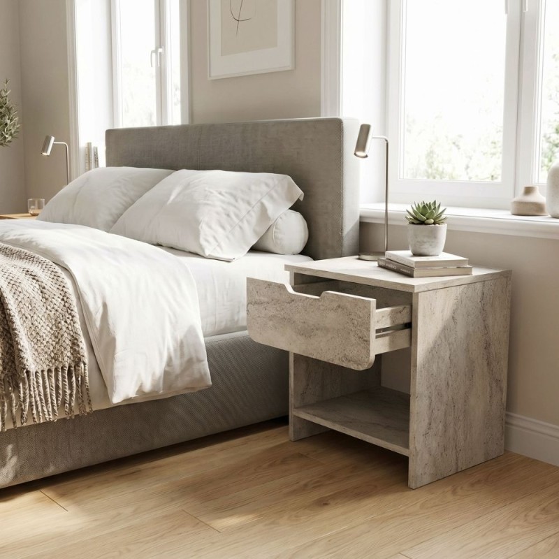 Κομοδίνο Mida Megapap χρώμα travertine 45x40x52εκ.