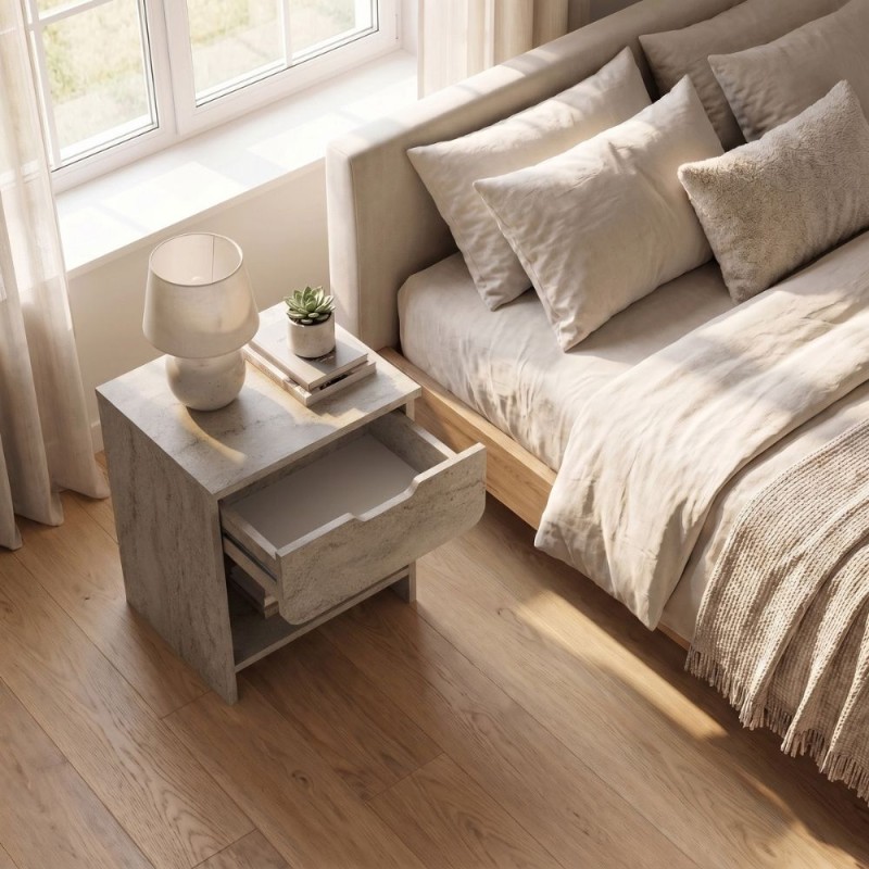 Κομοδίνο Mida Megapap χρώμα travertine 45x40x52εκ.