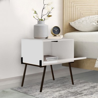 Naive Megapap melamine night-stand in white color 48x34x51cm.