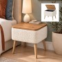 Κομοδίνο Nivo Megapap ύφασμα teddy χρώμα λευκό - pine oak 45x35x45εκ.