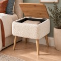Κομοδίνο Nivo Megapap ύφασμα teddy χρώμα λευκό - pine oak 45x35x45εκ.