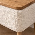 Κομοδίνο Nivo Megapap ύφασμα teddy χρώμα λευκό - pine oak 45x35x45εκ.