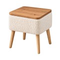 Κομοδίνο Nivo Megapap ύφασμα teddy χρώμα λευκό - pine oak 45x35x45εκ.