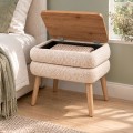 Κομοδίνο Nivo Megapap ύφασμα teddy χρώμα λευκό - pine oak 50x45x45εκ.