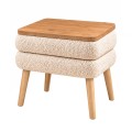 Κομοδίνο Nivo Megapap ύφασμα teddy χρώμα λευκό - pine oak 50x45x45εκ.