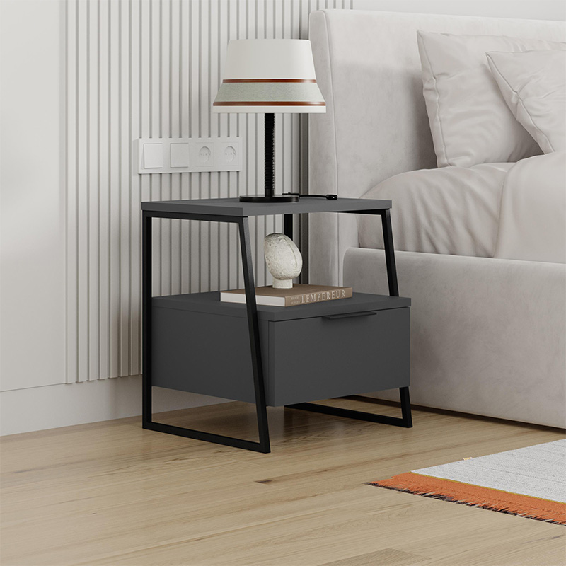 Pal Megapap melamine night-stand in anthracite color 45x40x50cm.