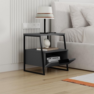 Pal Megapap melamine night-stand in anthracite color 45x40x50cm.