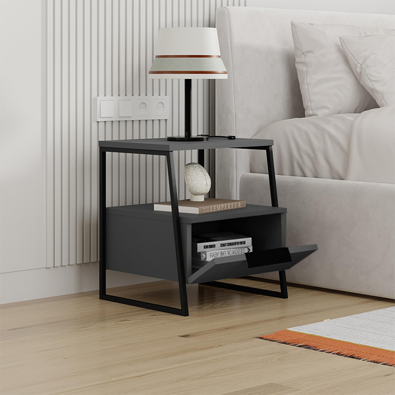 Pal Megapap melamine night-stand in anthracite color 45x40x50cm.