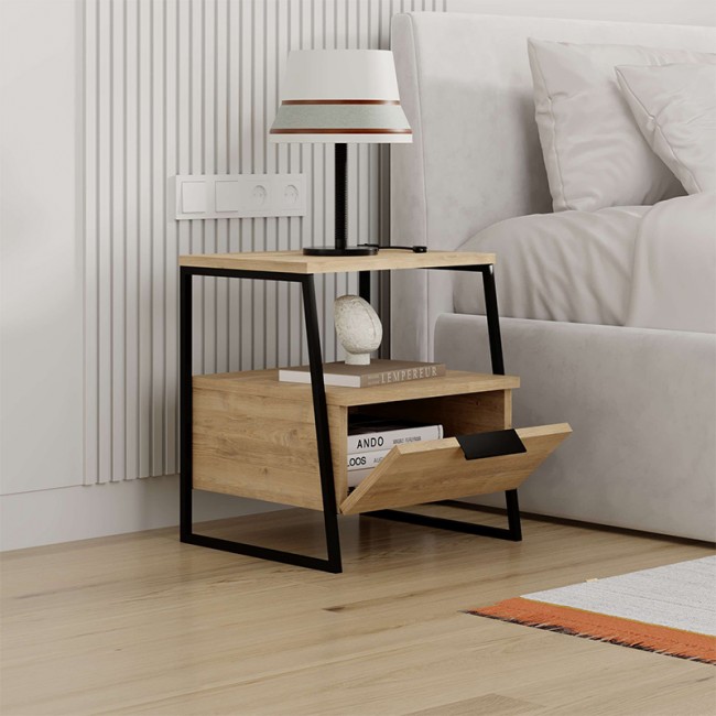 Κομοδίνο Pal Megapap χρώμα φυσικό οξιάς 45x40x50εκ.