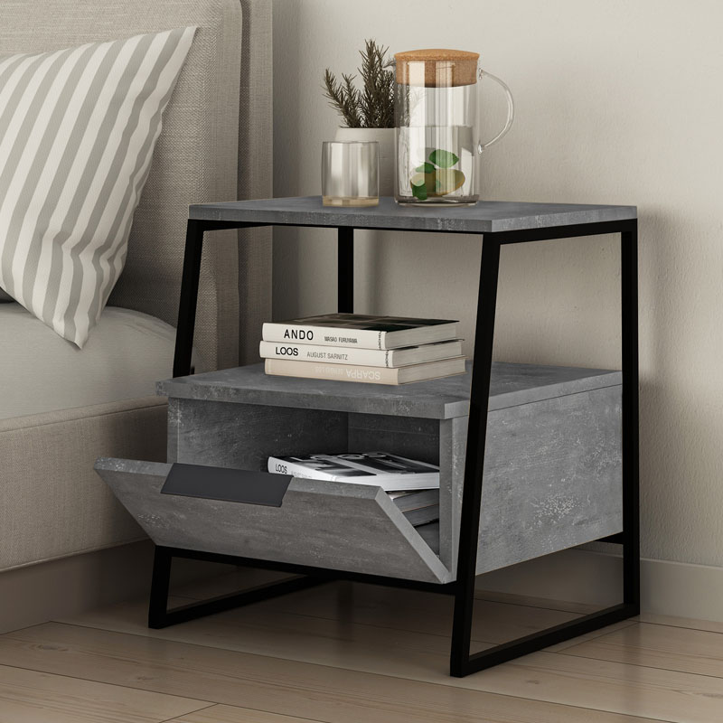 Pal Megapap melamine night-stand in retro grey color 45x40x50cm.