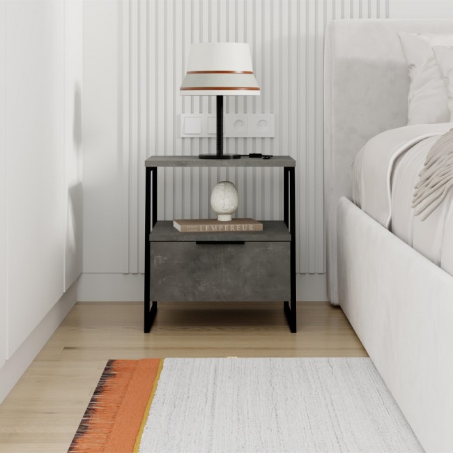 Κομοδίνο Pal Megapap χρώμα γκρι ρετρό 45x40x50εκ.