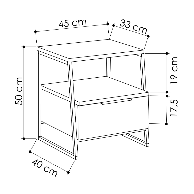 Pal Megapap melamine night-stand in retro grey color 45x40x50cm.