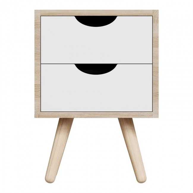 Κομοδίνο Selma pakoworld σε sonoma-λευκή απόχρωση 29.7x29.7x45εκ