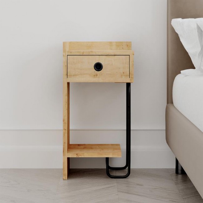 Κομοδίνο Sirius Megapap αριστερό χρώμα φυσικό οξιάς 32x30x61εκ.