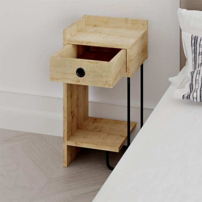 Κομοδίνο Sirius Megapap αριστερό χρώμα φυσικό οξιάς 32x30x61εκ.