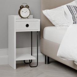 Κομοδίνο Sirius Megapap αριστερό χρώμα λευκό 32x30x61εκ.