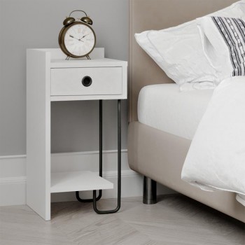 Κομοδίνο Sirius Megapap αριστερό χρώμα λευκό 32x30x61εκ.