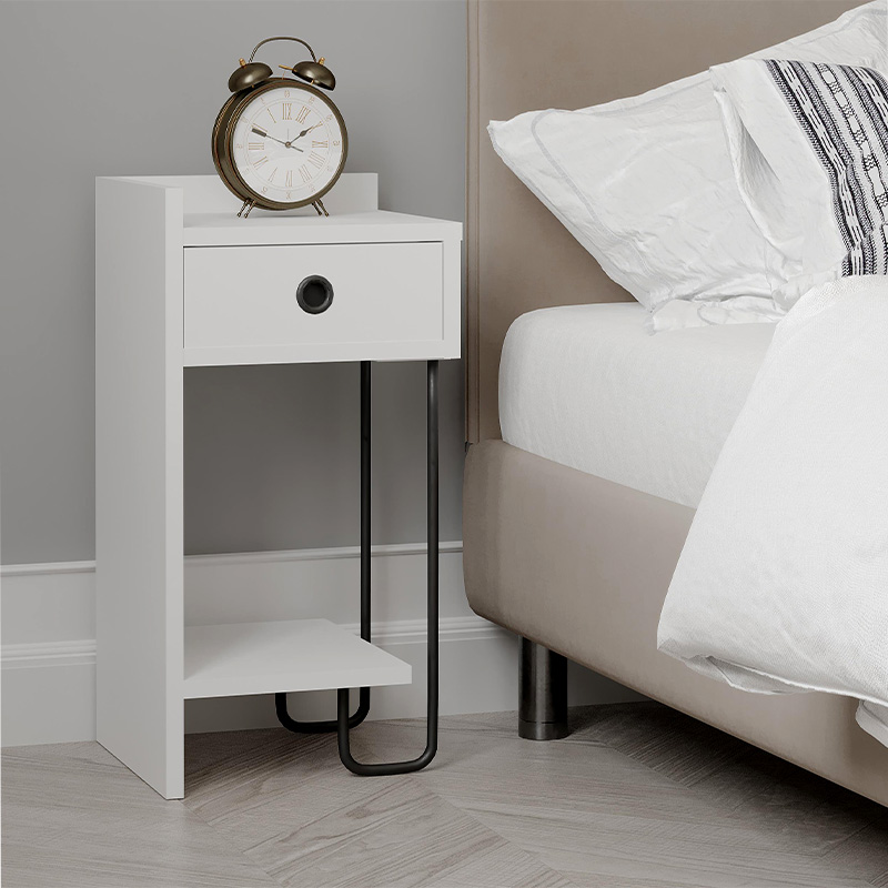 Sirius Megapap melamine night-stand left in white color 32x30x61cm.