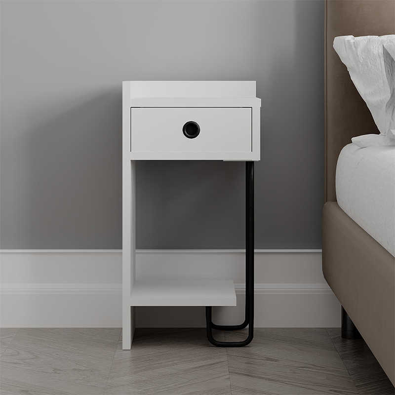 Sirius Megapap melamine night-stand left in white color 32x30x61cm.