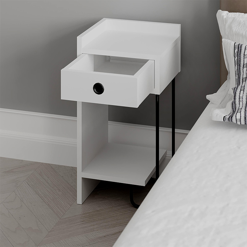 Sirius Megapap melamine night-stand left in white color 32x30x61cm.