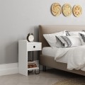 Sirius Megapap melamine night-stand left in white color 32x30x61cm.