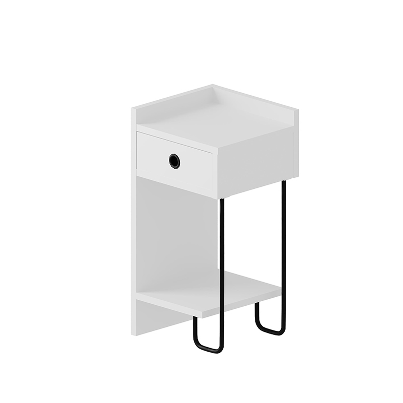Sirius Megapap melamine night-stand left in white color 32x30x61cm.