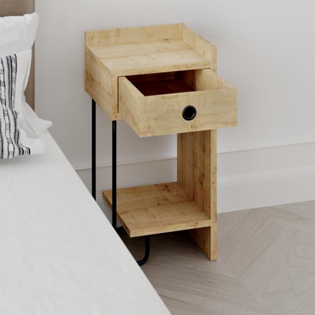 Κομοδίνο Sirius Megapap δεξί χρώμα φυσικό οξιάς 32x30x61εκ.