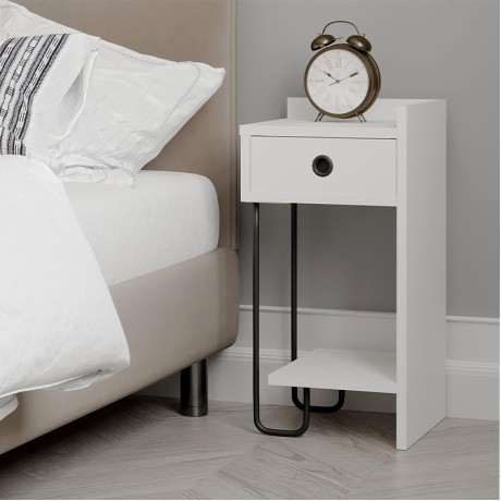 Sirius Megapap melamine night-stand right in white color 32x30x61cm.