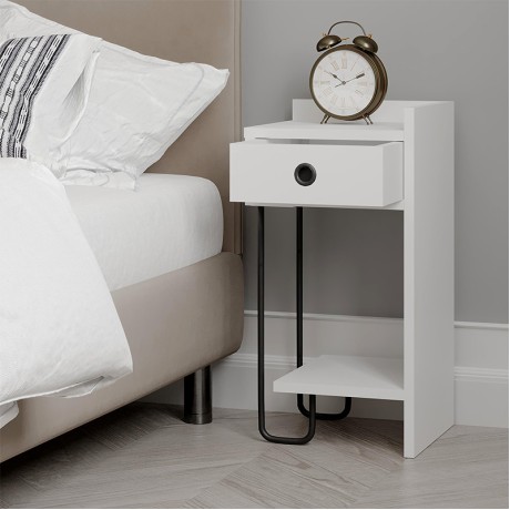 Sirius Megapap melamine night-stand right in white color 32x30x61cm.