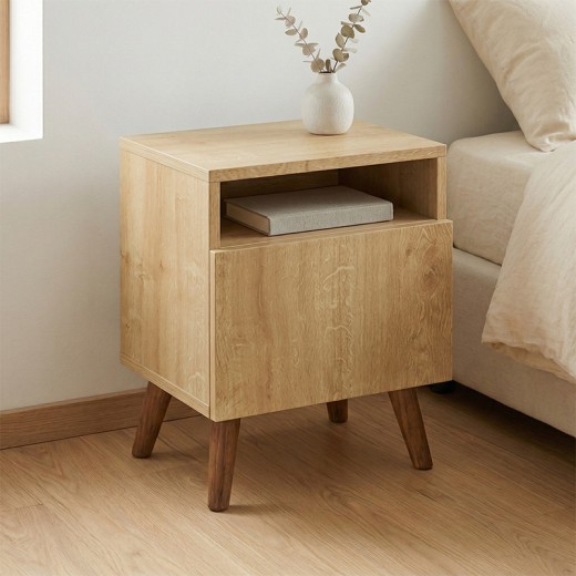 Κομοδίνο Sole Megapap χρώμα sapphire oak 40x30x47,6εκ.