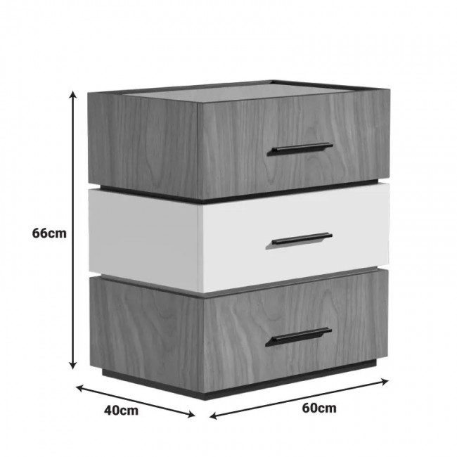 Κομοδίνο Sonlen pakoworld mdf σε καρυδί-μπεζ απόχρωση 60x40x66εκ