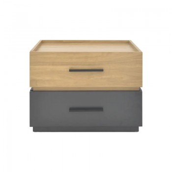 Κομοδίνο Sonlen pakoworld mdf σε sonoma-ανθρακί απόχρωση 60x40x44.5εκ