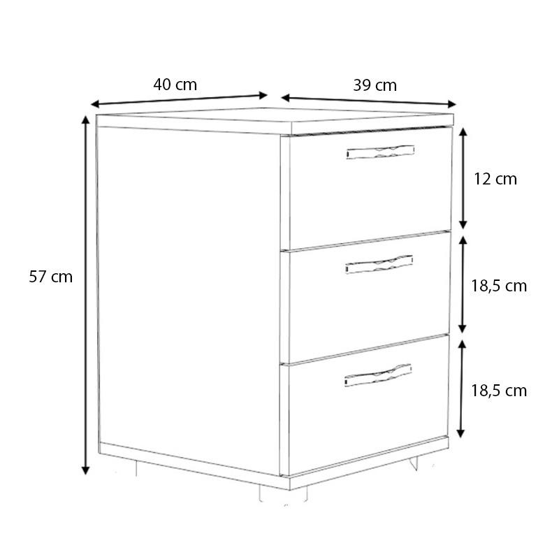 Roco Megapap melamine night stand in concrete grey color 40x39x57cm.